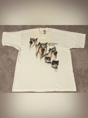 VTG Yorkshire Terrier Men’s T Shirt Size XL By Laura Rogers Single Stitch 90s